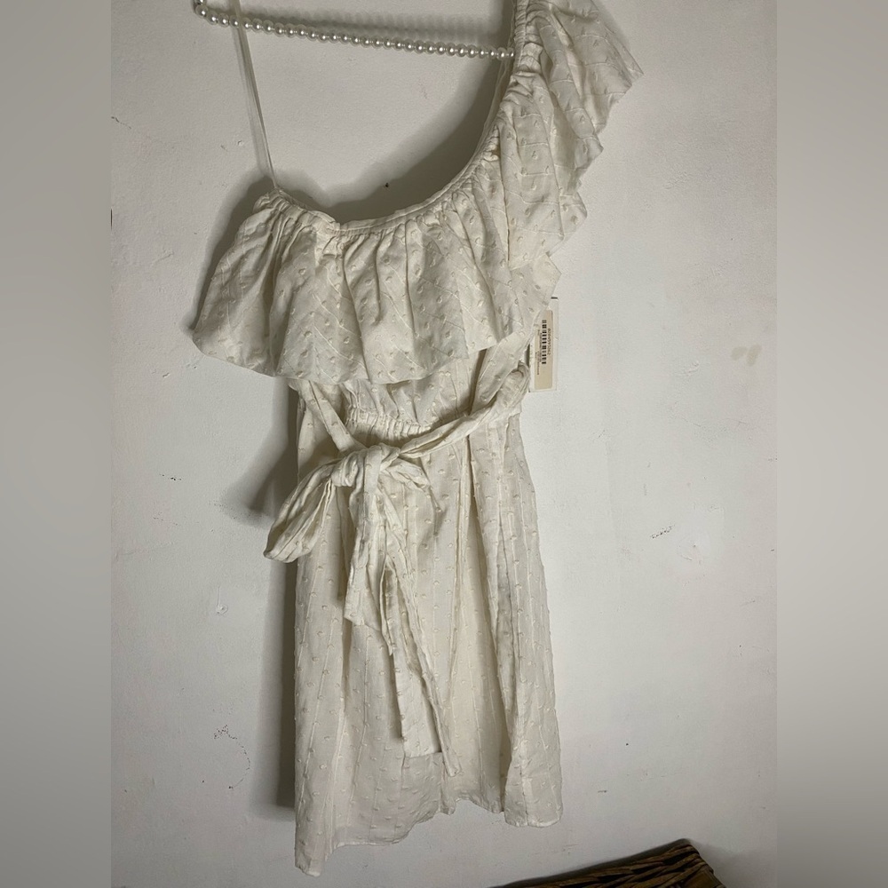Rebecca Taylor White dress  Asymmetrical Ruffled Sundress mini